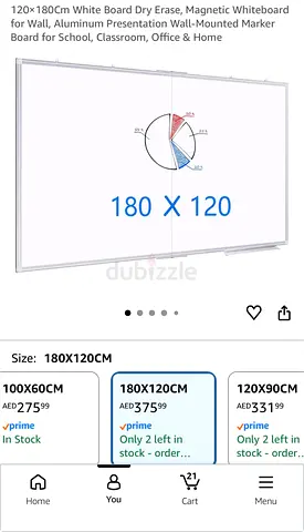 Brand New 180x120 cm Magnetic Whiteboard Wall-Mounted — Aluminum Frame
