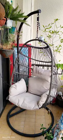 Hanging Egg Swing Chair with Stand and Cushions - Good Condition