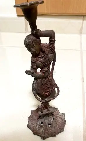 Antique Brass Candle Holder Decorative Figurine