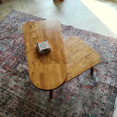 Solid Wood Nested Coffee Tables — Set of 2, Light Oak Finish