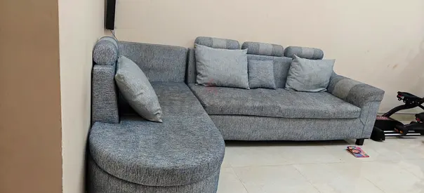 L Shape Corner Sofa Set – Grey Fabric – Good Cushion Condition – AED 300 Negotiable
