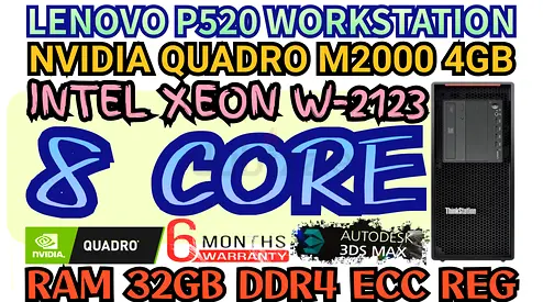 NVIDIA QUADRO M2000 4GB DDR5 LENOVO P520 WORKSTATION 8 CORE INTEL XEON W-2123 RAM 32GB DDR4 ECC REG