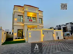 The most luxurious and elegant villas in the Emirate of Ajman, custom-finished, 5 bedrooms with a r