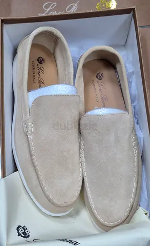 Light Beige Suede Slip-On Loafers — Size Unknown, New in Box