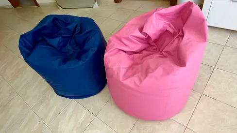 Pair of Comfortable Bean Bag Chairs — Navy Blue  Pink