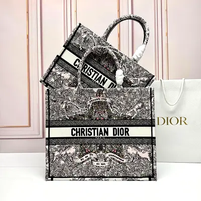 Christian Dior Book Tote (Black  White) - Set of 2