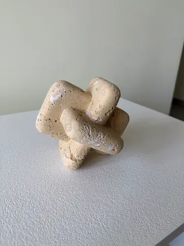 Small Beige Interlocking Ceramic Decorative Sculpture