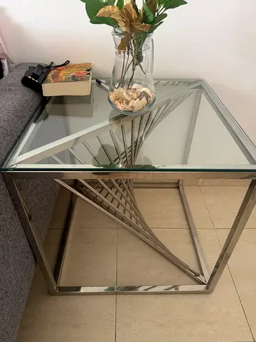 Glass Top Coffee Table with Stainless Steel Frame - Modern Design