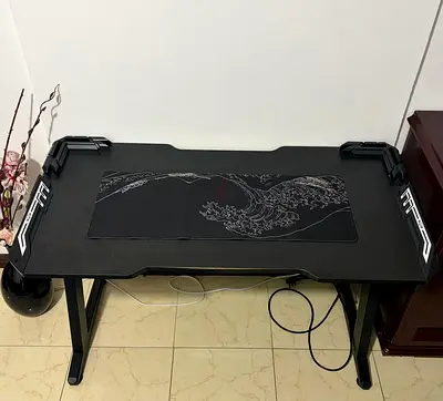 Black Gaming/Study Desk  with Cup Holders and Headset Hooks