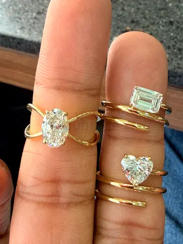Gold rings with lab solitaire