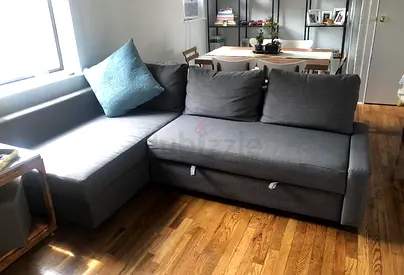 Grey L-shaped Sofa with Storage - Good Condition