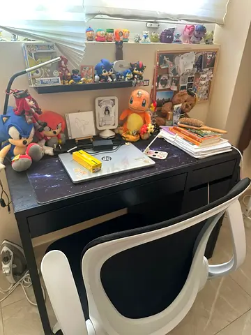 IKEA study table 2 pc with swivel chairs 2 pc