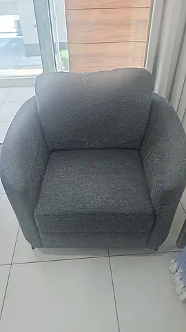 Comfortable Grey Fabric Armchair -  Like  new - 3 seater sofa (200x90) x 1 +1 seater x2(98x85)
