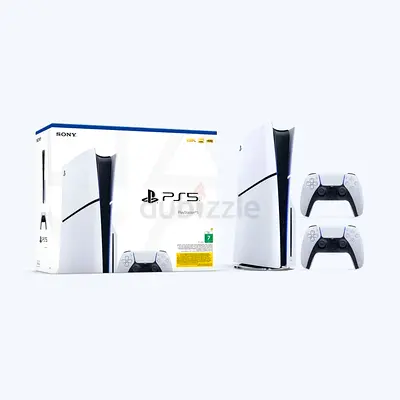 Sony PlayStation 5 Slim Console with 2 DualSense Controllers - White (PS5)
