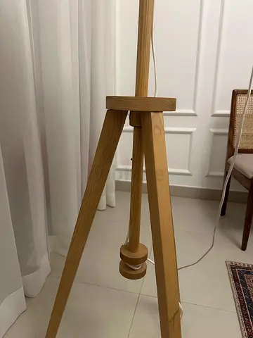 IKEA wooden tripod floor lamp, natural pine finish