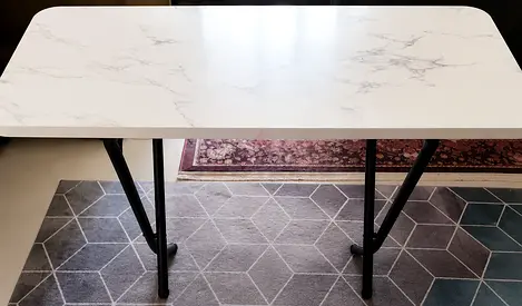 Portable folding marble-effect dining / study table (good condition)