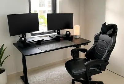 Adjustable Standing Desk with Monitor Stands (Black) - Good Condition