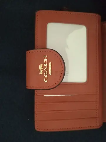 Original Coach leather card holder wallet with ID window - brown