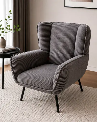 ✨Gray Corduroy Accent Chair – 350 AED ✨