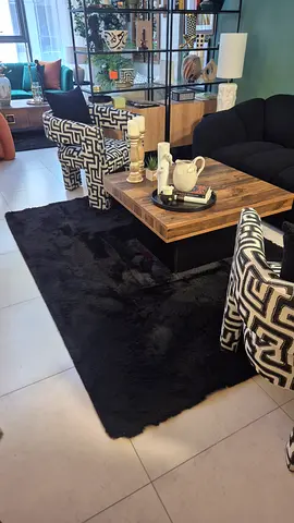 Black Plush Area Rug - Soft $%! Carpet (Approx. 2x3 m)