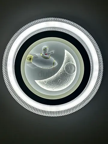 Round LED Ceiling Light with Decorative Moon  Rocket Design