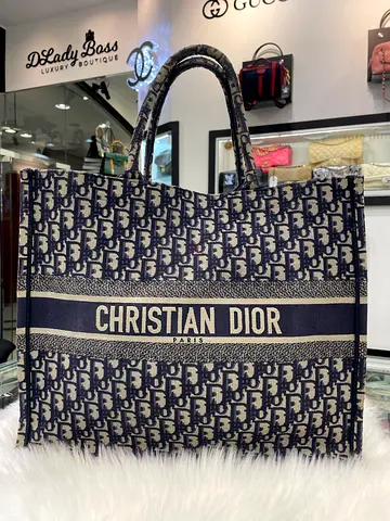 Christian Dior Large Embroidered Canvas Book Tote Bag (Authentic/PreOwned)