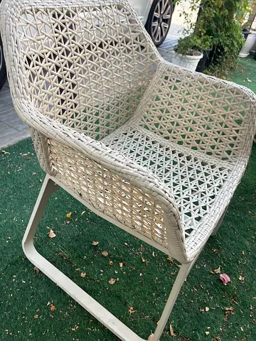 White Wicker Outdoor/Patio Armchair - Solid Metal Frame 6 pcs