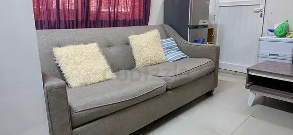 Grey 3-Seater Fabric Sofa in Good Condition