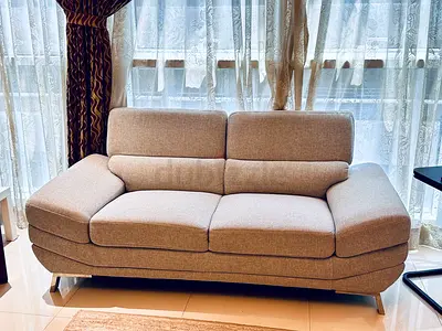 Light Grey 2-Seater Fabric Sofa in Good Condition