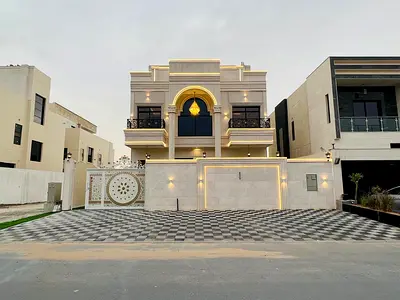 Villa for sale, including registration and ownership fees, near all services, close to Sheikh Mohammed Bin Zayed Road, on a main street, very prime lo