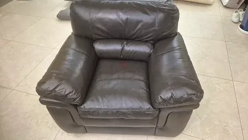 Brown 3-Seater Leather Sofa set - Comfortable, Good Condition