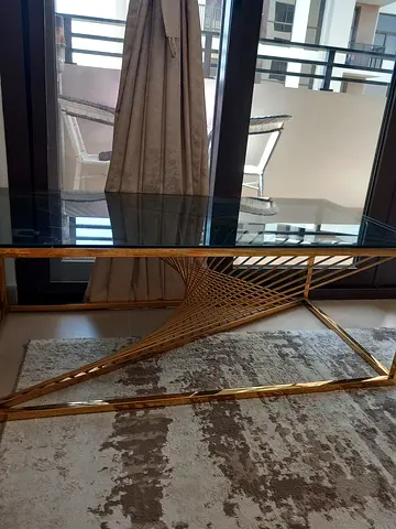 Glass Top Coffee Table with Gold Metal Base