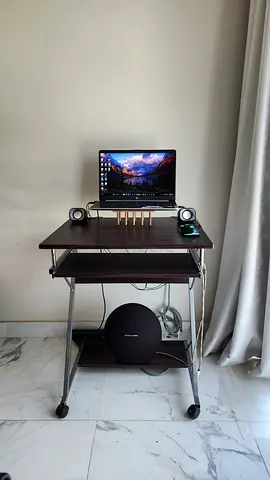 Compact Home Computer Desk with Laptop Setup