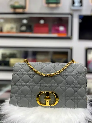 Christian Dior Grey Carp Cannage Large Shoulder Bag (Authentic/PreOwned)