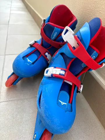 Childs Adjustable Blue Inline Skates (Size Adjustable) for beginners