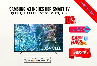 Samsung 43 inch Q60D QLED 4K HDR Smart TV 43Q60D-free delivery-warranty