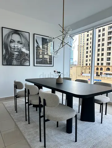 Modern black dining table 6 seater
