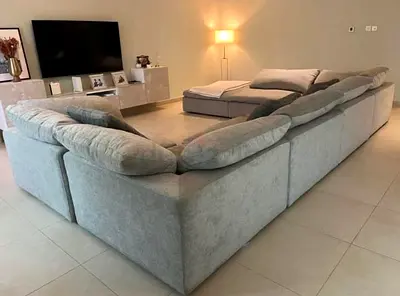 Spacious L-shaped Sofa for sale due to moving out  Bought from Home Center Dhs 6500 Selling Dhs 2500