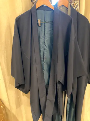 Mens Navy Blue Japanese Kimono - Good Condition, Lightweight Lined
