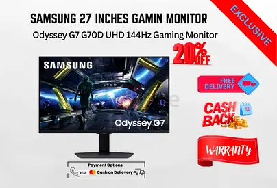 Samsung 27 Inch Odyssey G7 G70D UHD 144Hz Gaming Monitor-LS27DG702-free delivery-warranty