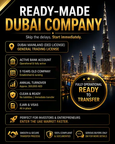 Ready UAE Company with Active Bank Account – Dubai Mainland