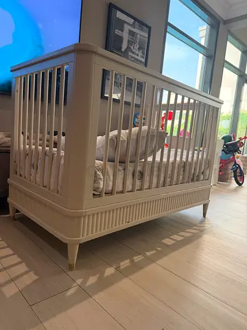 White Wooden Baby Crib - Good Condition