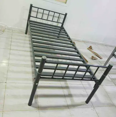 Single Metal Bed Frame - Grey, Sturdy Slatted Base