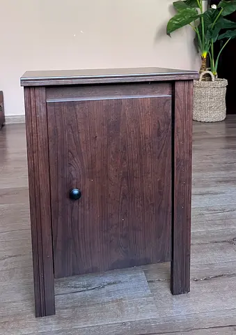 Small Dark Wood Bedside Nightstand with Single Door