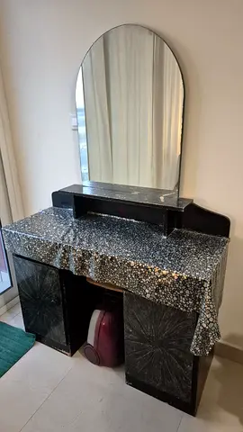Black Vanity Dressing Table with Mirror and Storage