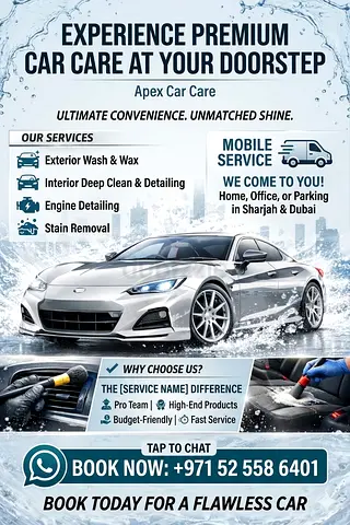 Premium Car Wash Services – Sharjah  Dubai 🇦🇪 ✨ Your Car Deserves a Showroom Shine – Without Leav