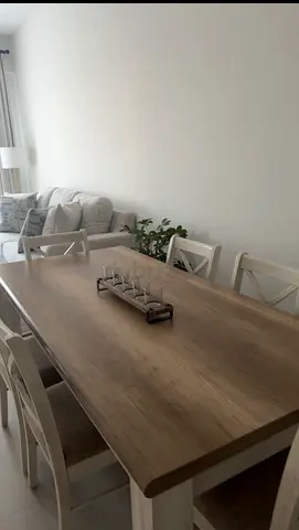 Wooden Dining Table with 6 Chairs - Light Oak Finish