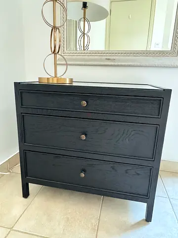 2 black wooden bedside tables by Marina Homes