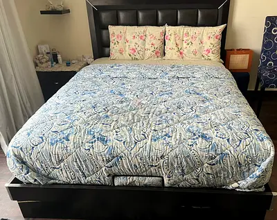 Full bedroom set, Dark Wood  Croc-Embossed Drawers (2-Drawer)