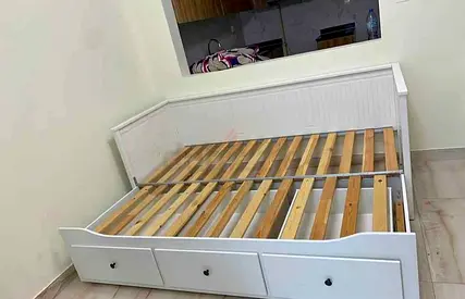 IKEA Hamnes Day bed with 3 storage drawers underneath and with 2 IKEA mattresses